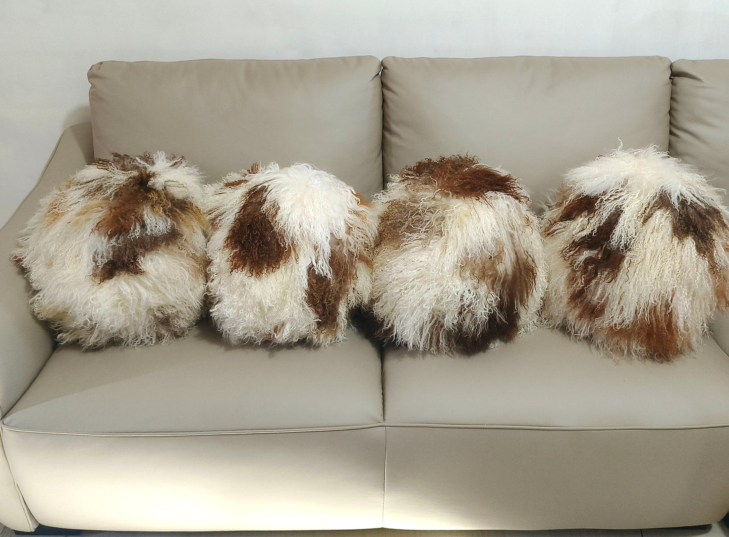 Mongolian/Tibetan lamb fur Randomly Selected Natural Spot Ball Pillows
