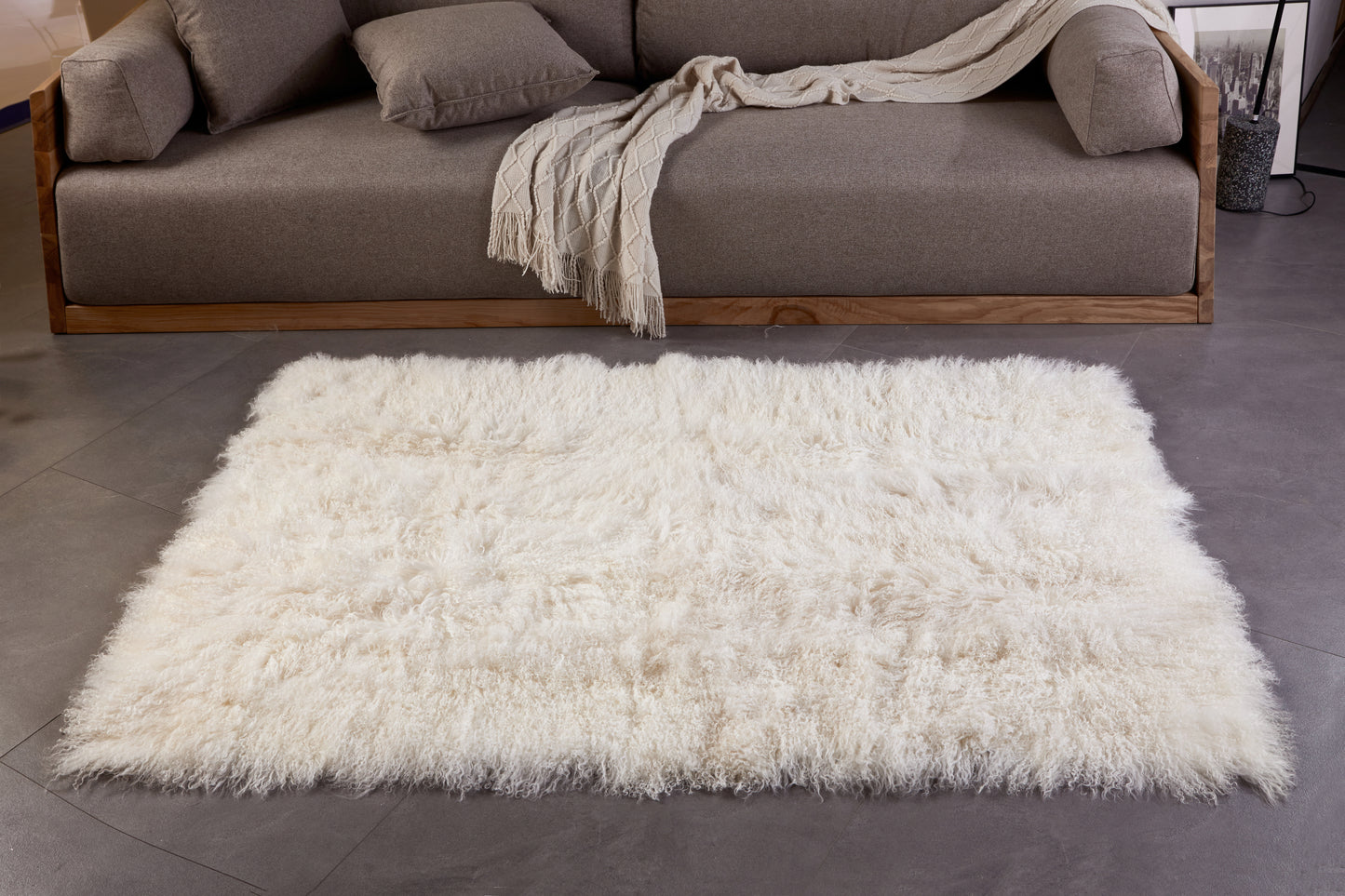 Mongolian & Tibetan Lamb Fur Rug – Multiple Colors