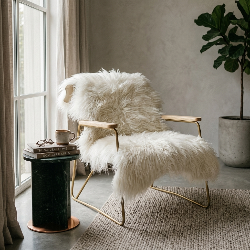 Genuine Goat Fur Pelt – Natural Sheepskin Rug for Home Décor