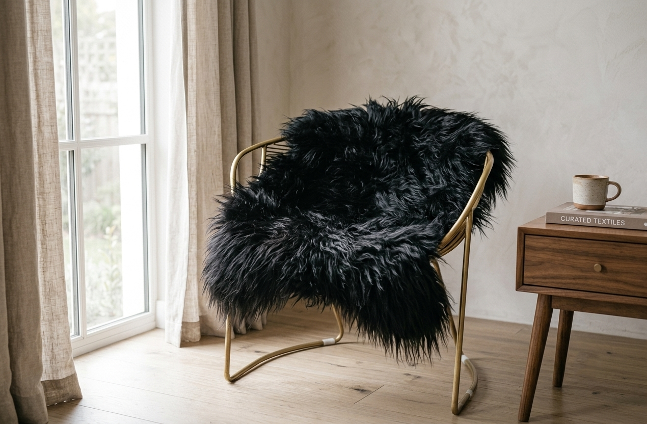 Genuine Goat Fur Pelt – Natural Sheepskin Rug for Home Décor