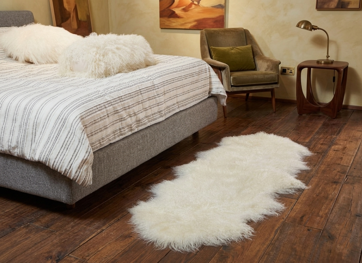 Tibetan/ Mongolian Lamb Fur Hide Rug - Many Colors