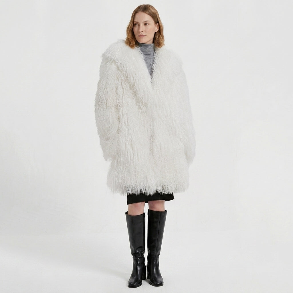37" Long Mongolian Lamb Fur Jacket