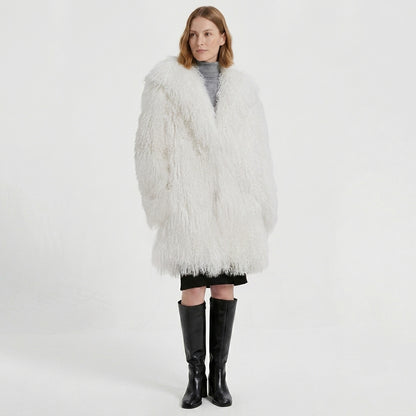 37" Long Mongolian Lamb Fur Jacket