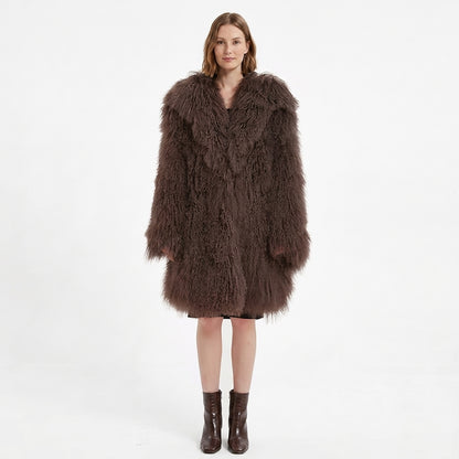 37" Long Mongolian Lamb Fur Jacket