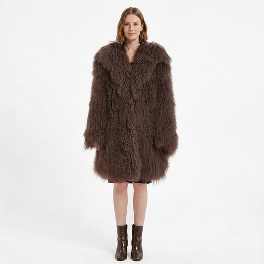 37" Long Mongolian Lamb Fur Jacket