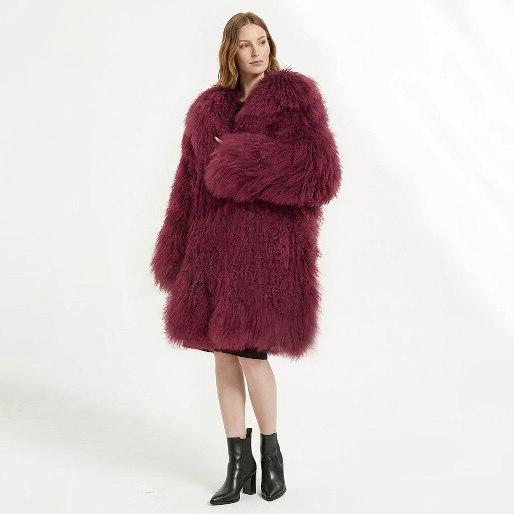 37" Long Mongolian Lamb Fur Jacket