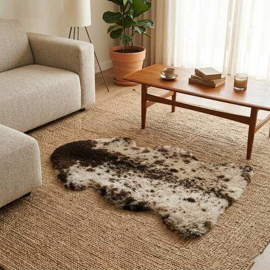 Genuine Spotted Sheepskin Rug – Natural Short Wool Sheepskin Pelt