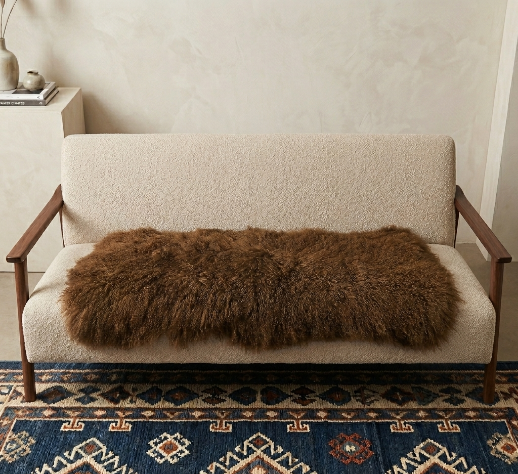 Premium Mongolian Lamb Fur Pelt 2' x 4' Natural Curly Sheepskin Rug – Multiple Colors