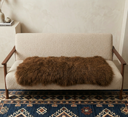 Premium Mongolian Lamb Fur Pelt 2' x 4' Natural Curly Sheepskin Rug – Multiple Colors
