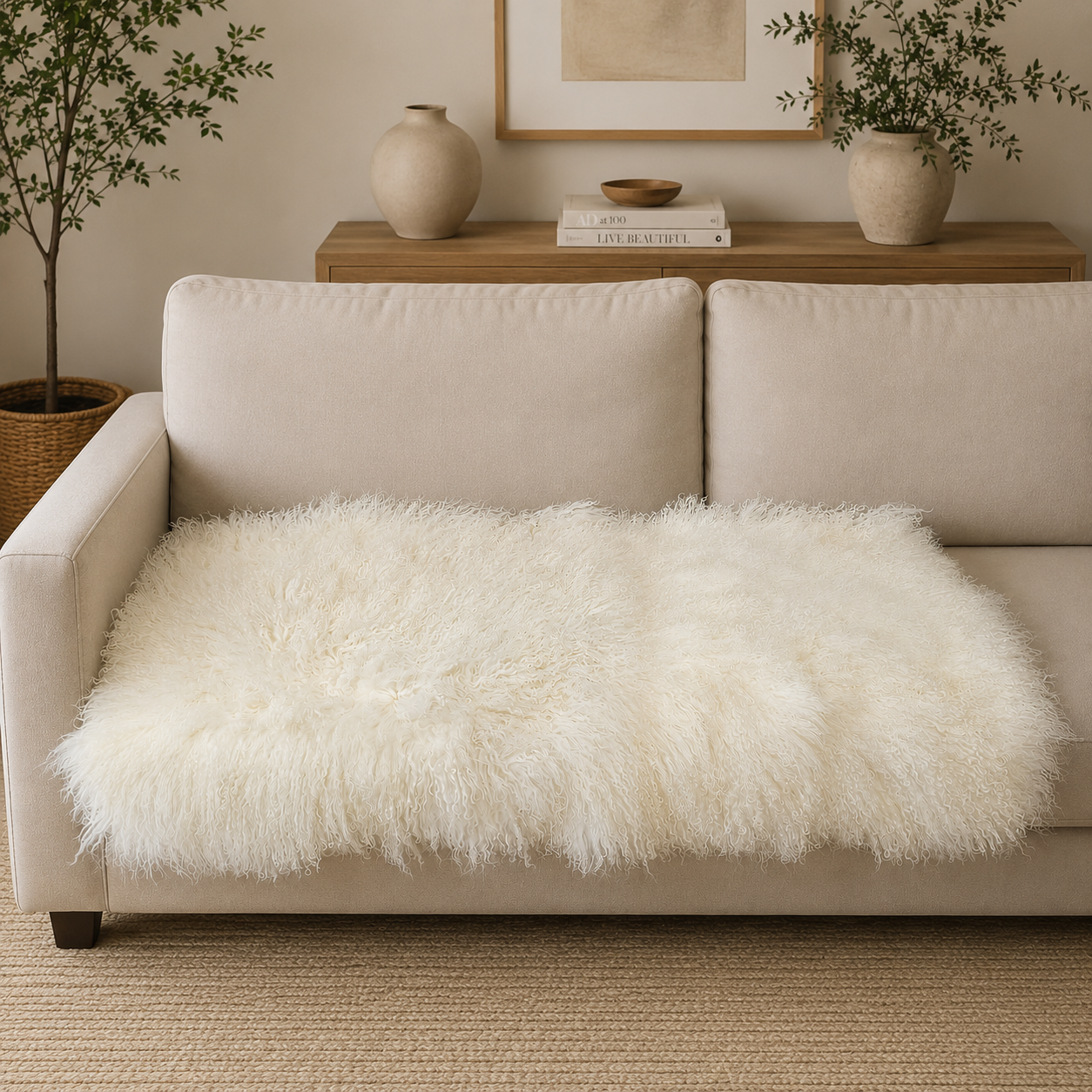 Premium Mongolian Lamb Fur Pelt 2' x 4' Natural Curly Sheepskin Rug – Multiple Colors