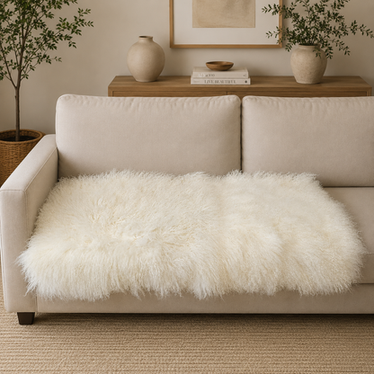 Premium Mongolian Lamb Fur Pelt 2' x 4' Natural Curly Sheepskin Rug – Multiple Colors
