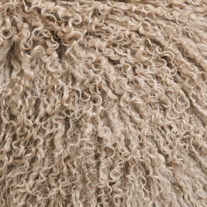 Mongolian Lamb Fur Pillow – Taupe | Soft Luxury Throw Pillow | Multiple Sizes Available