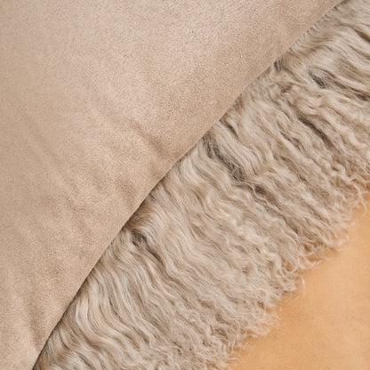 Mongolian Lamb Fur Pillow – Taupe | Soft Luxury Throw Pillow | Multiple Sizes Available