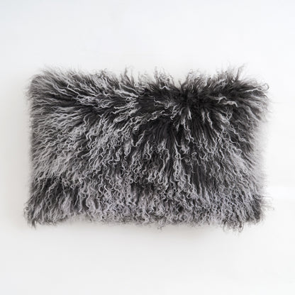 Kissenbezug aus tibetischem/mongolischem Lammfell, braun 
