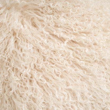 Mongolian Lamb Fur Pillow – Beige| Soft Luxury Throw Pillow | Multiple Sizes Available