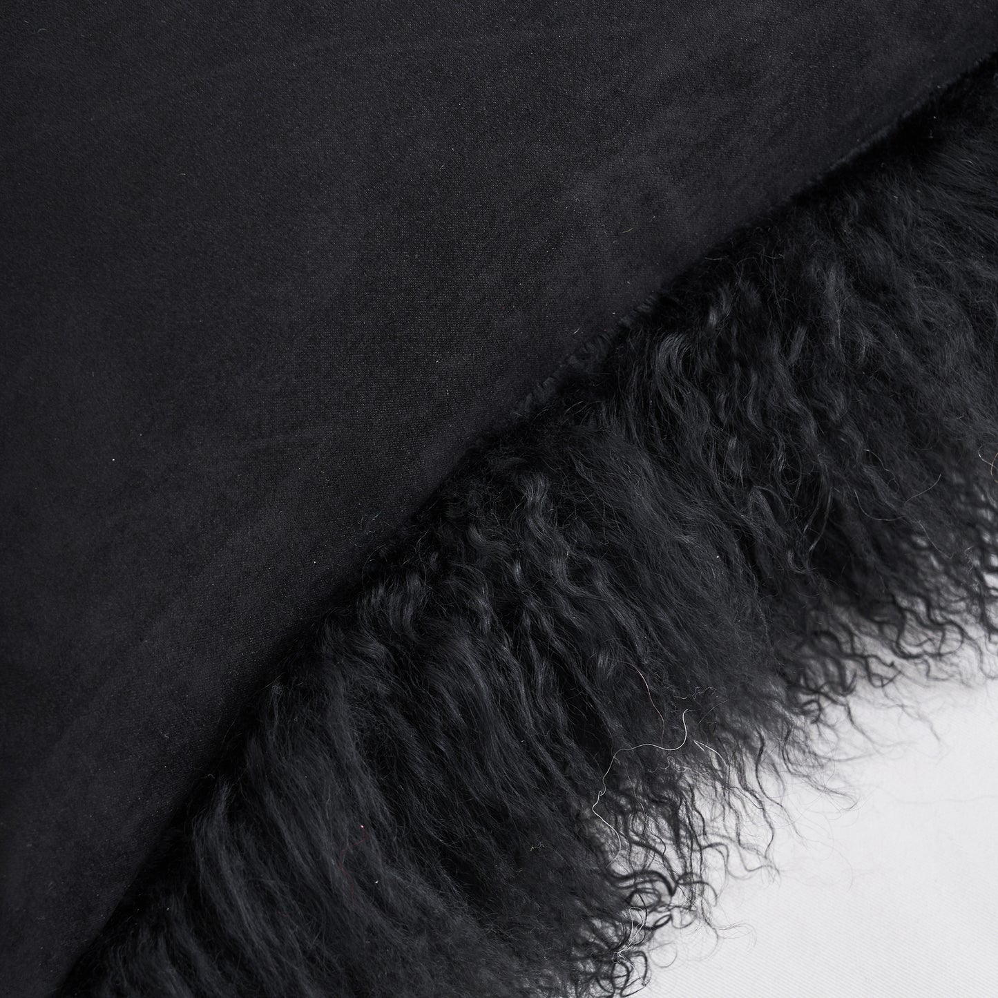 Mongolian Lamb Fur Pillow – Black | Soft Luxury Throw Pillow | Multiple Sizes Available