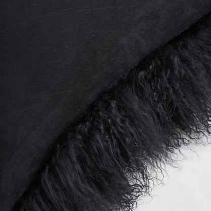 Mongolian Lamb Fur Pillow – Black | Soft Luxury Throw Pillow | Multiple Sizes Available