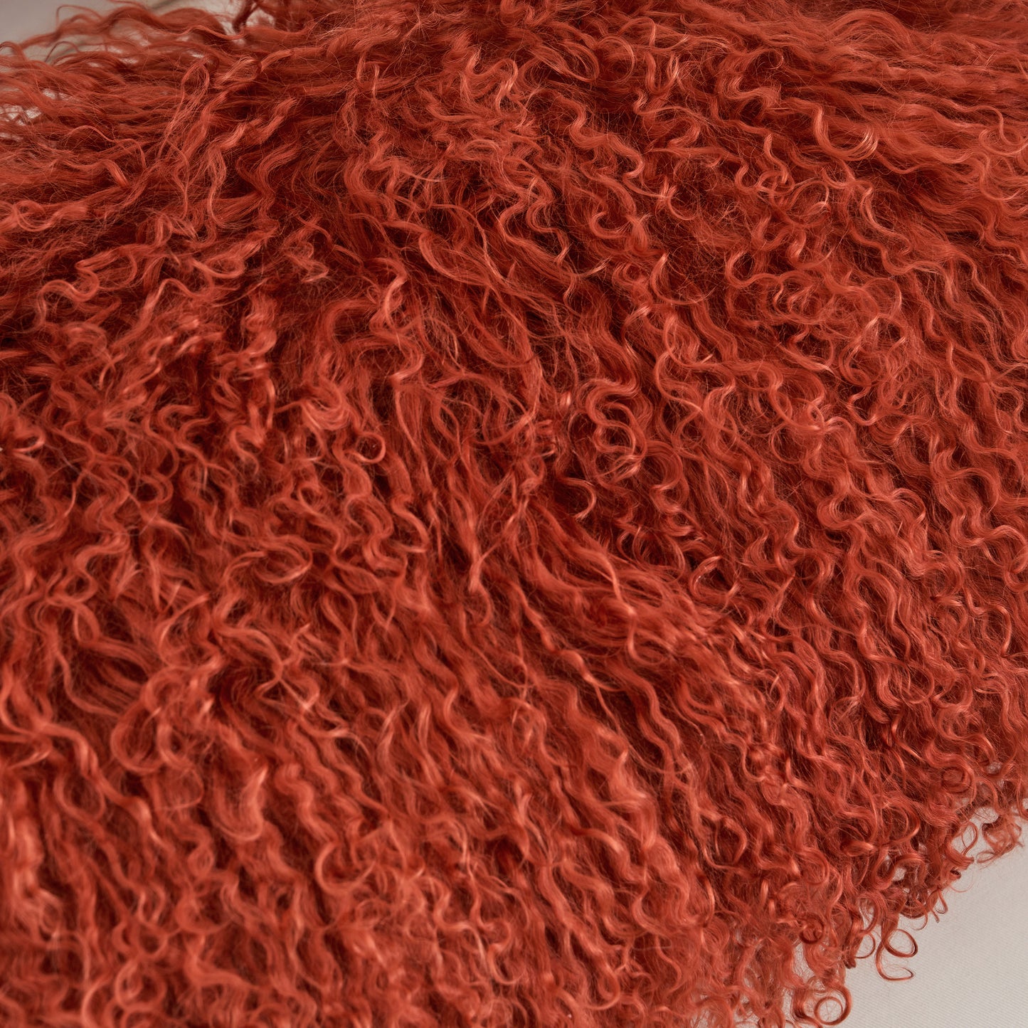 Mongolian Lamb Fur Pillow – Rusty Red | Soft Luxury Throw Pillow | Multiple Sizes Available