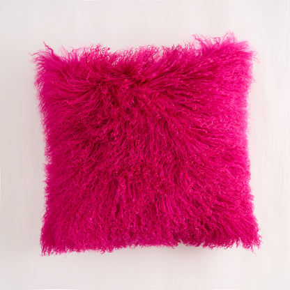 Mongolian Lamb Fur Pillow – Hot Pink | Soft Luxury Throw Pillow | Multiple Sizes Available