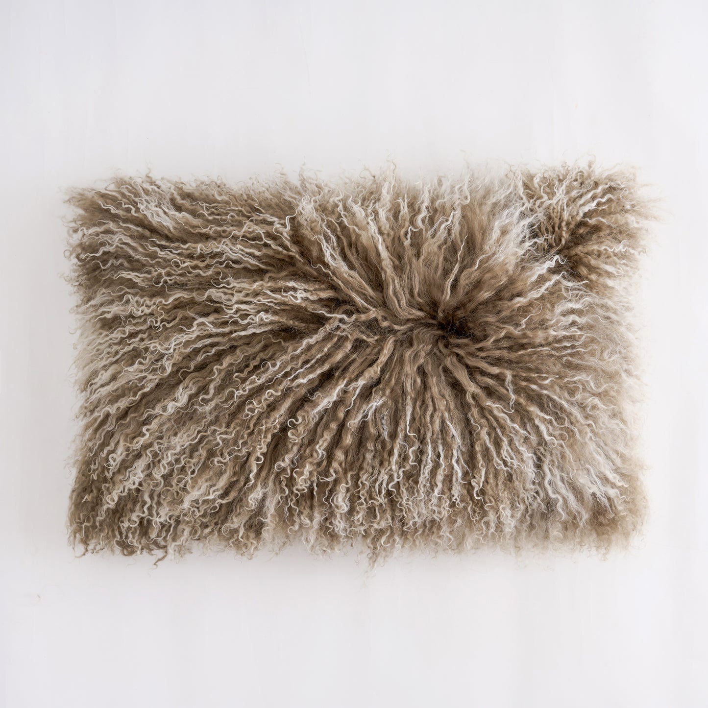 Tibetan/Mongolian Lamb Fur Pillow Cover Sage Green with White Tips