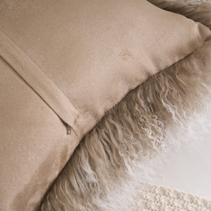 Tibetan/Mongolian Lamb Fur Pillow Cover Sage Green with White Tips