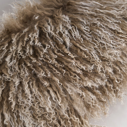 Tibetan/Mongolian Lamb Fur Pillow Cover Sage Green with White Tips