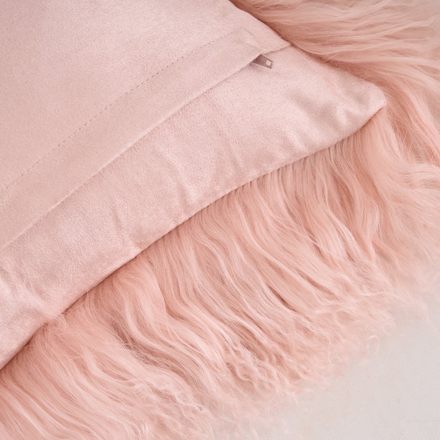 Tibetan/Mongolian Lamb Fur Pillow Cover Lotus Pink