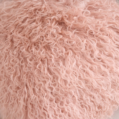 Tibetan/Mongolian Lamb Fur Pillow Cover Lotus Pink
