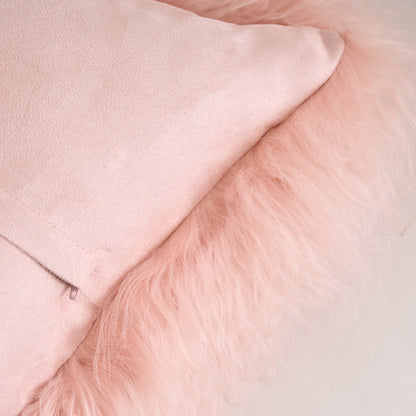 Tibetan/Mongolian Lamb Fur Pillow Cover Lotus Pink
