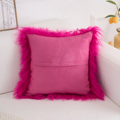Mongolian Lamb Fur Pillow – Hot Pink | Soft Luxury Throw Pillow | Multiple Sizes Available
