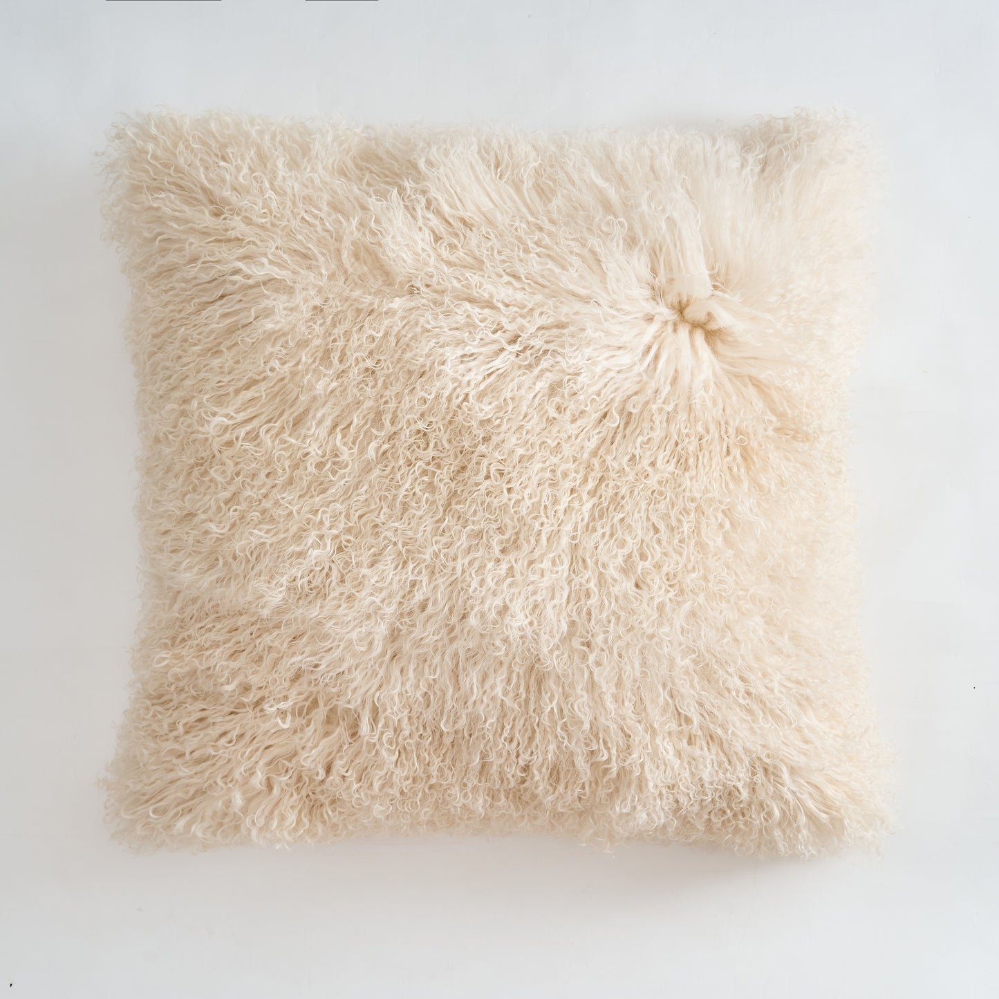 Mongolian Lamb Fur Pillow – Beige| Soft Luxury Throw Pillow | Multiple Sizes Available