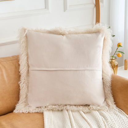 Mongolian Lamb Fur Pillow – Beige| Soft Luxury Throw Pillow | Multiple Sizes Available