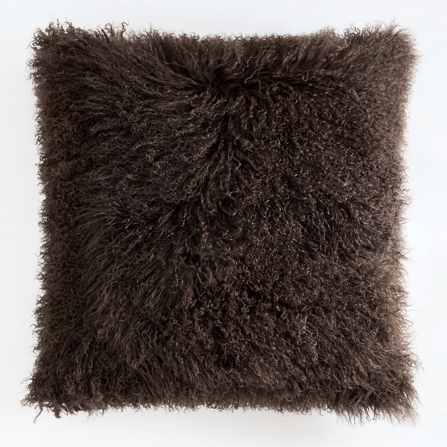 Espresso Brown Mongolian Lamb Fur Pillow | Soft Curly Luxury Accent Pillow