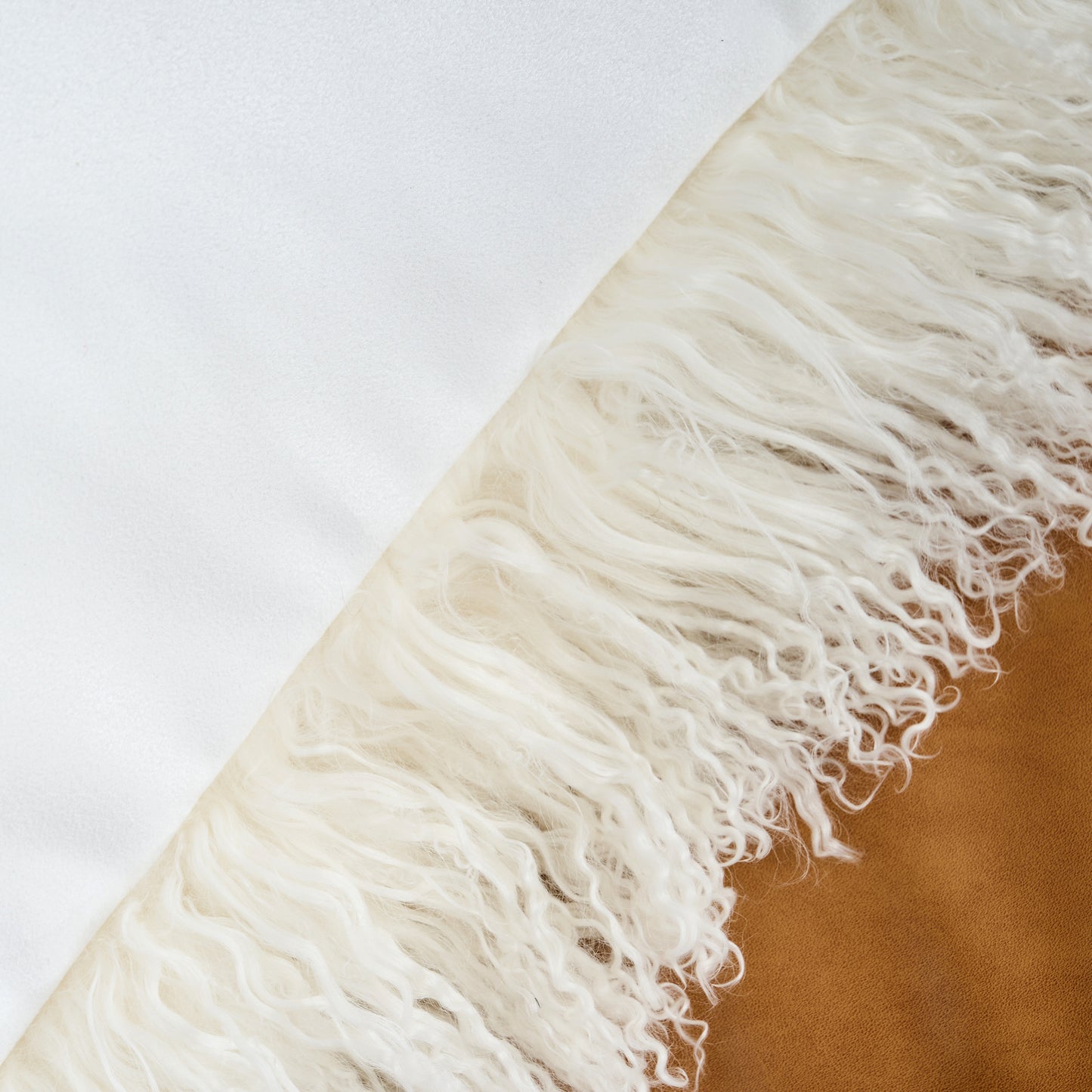 Natural White Mongolian Lamb Fur Pillow | Soft Curly Luxury Accent Pillow