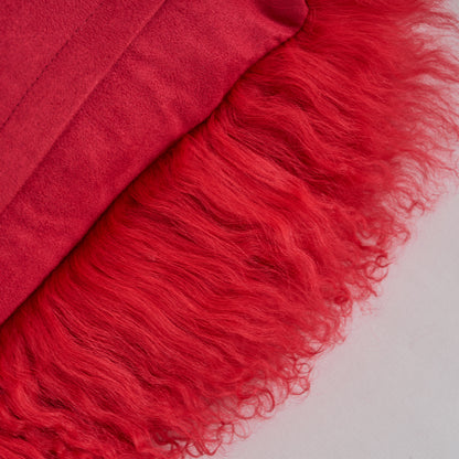 Mongolian Lamb Fur Pillow –Burgundy | Soft Luxury Throw Pillow | Multiple Sizes Available