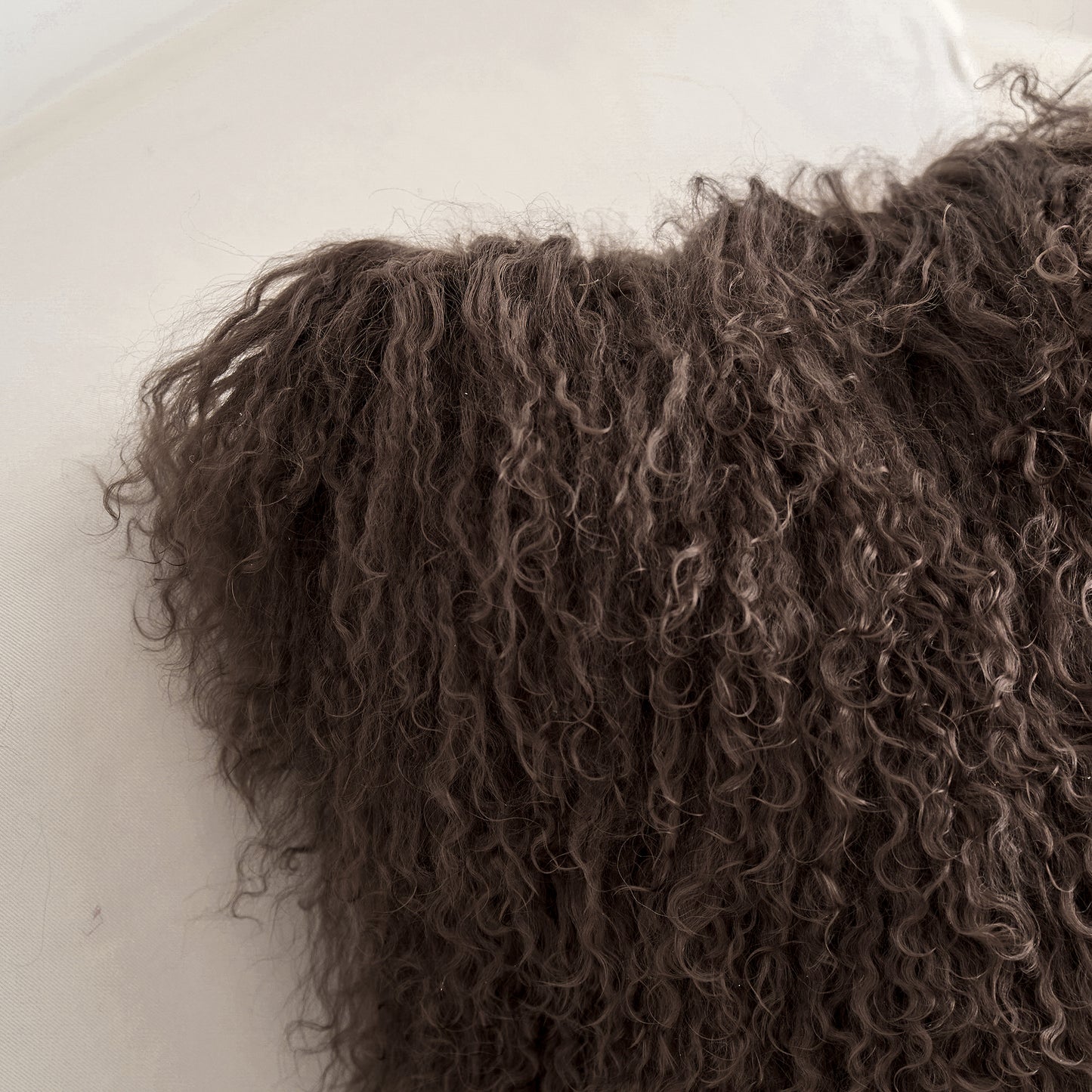 Espresso Brown Mongolian Lamb Fur Pillow | Soft Curly Luxury Accent Pillow