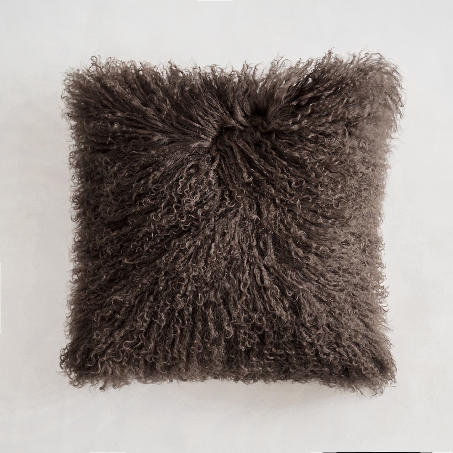 Espresso Brown Mongolian Lamb Fur Pillow | Soft Curly Luxury Accent Pillow