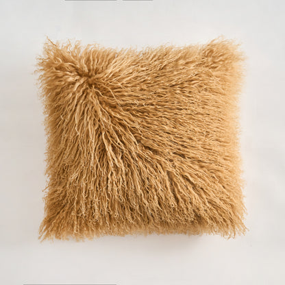 Mongolian Lamb Fur Pillow – Toffee | Soft Luxury Throw Pillow | Multiple Sizes Available