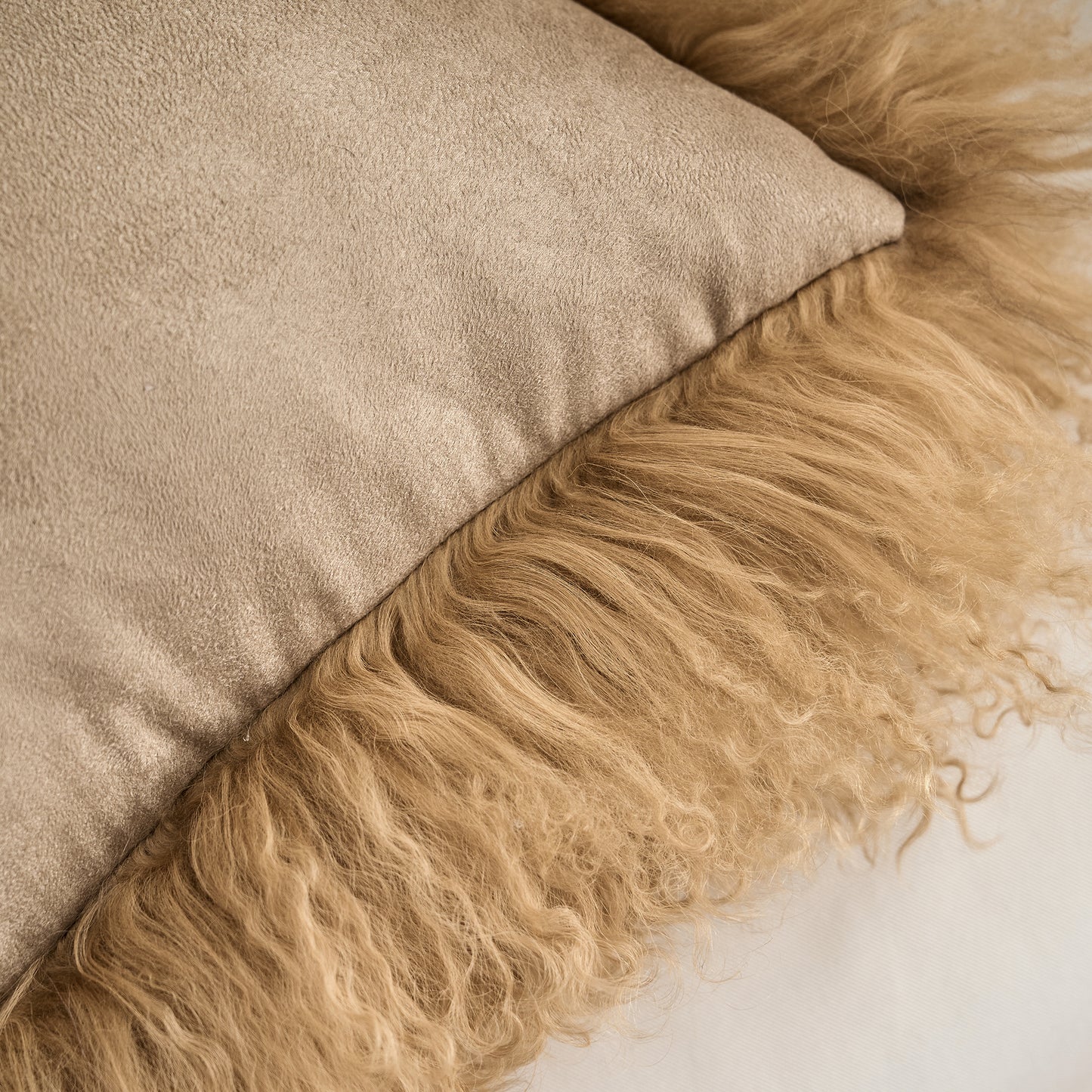 Tibetan/Mongolian Lamb Fur Pillow Cover Dark Beige