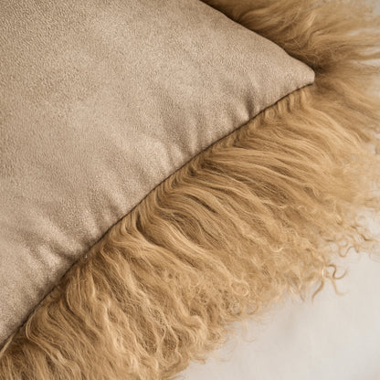 Tibetan/Mongolian Lamb Fur Pillow Cover Dark Beige