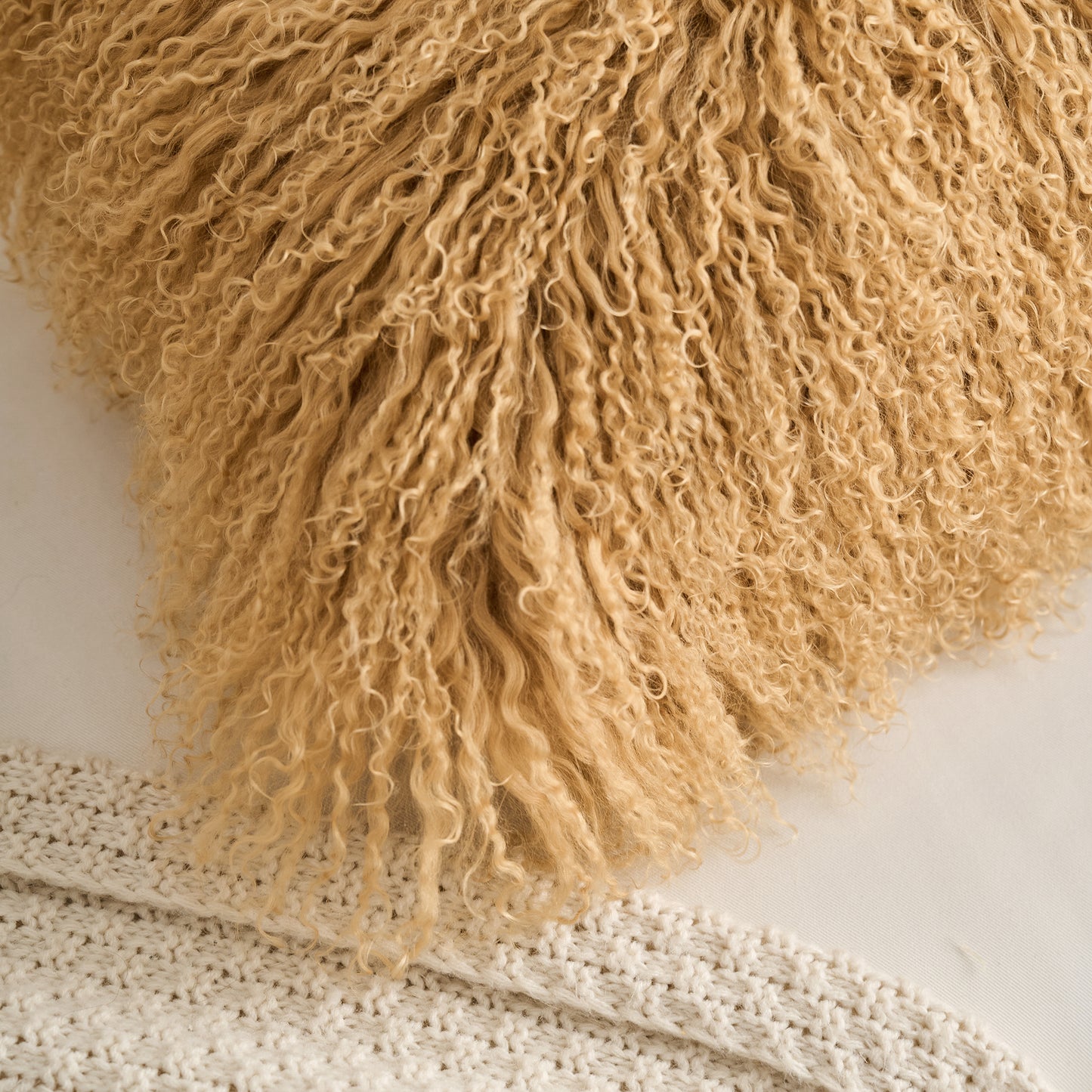 Mongolian Lamb Fur Pillow – Toffee | Soft Luxury Throw Pillow | Multiple Sizes Available