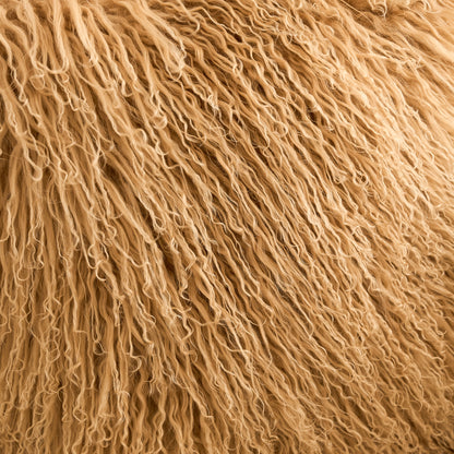 Mongolian Lamb Fur Pillow – Toffee | Soft Luxury Throw Pillow | Multiple Sizes Available
