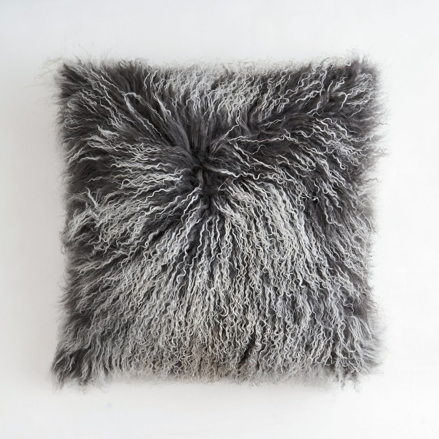 Mongolian Lamb Fur Pillow – Frosted Grey | Soft Luxury Throw Pillow | Multiple Sizes Available