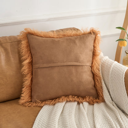 Mongolian Lamb Fur Pillow – Curcumin Yellow | Soft Luxury Throw Pillow | Multiple Sizes Available