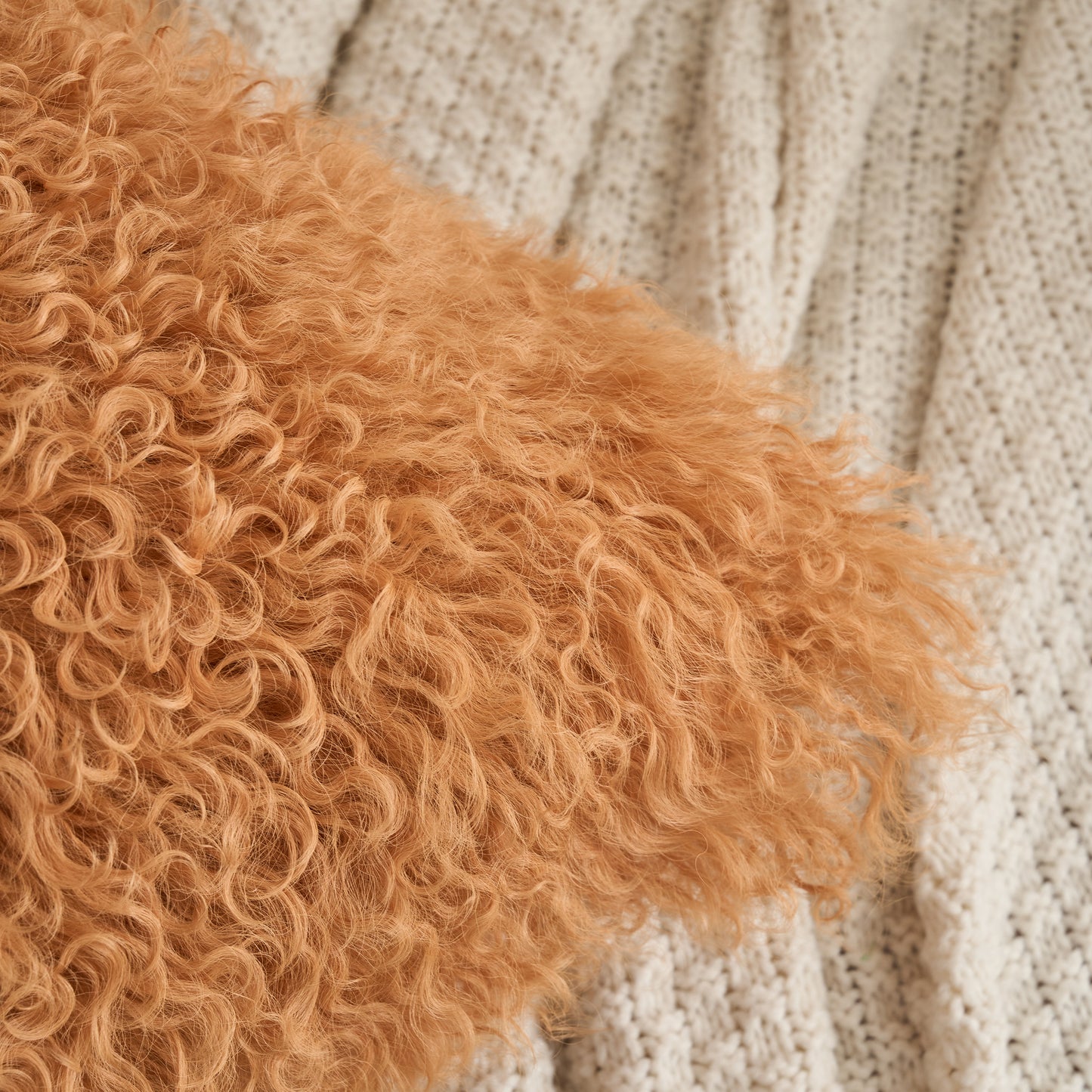 Mongolian Lamb Fur Pillow – Curcumin Yellow | Soft Luxury Throw Pillow | Multiple Sizes Available