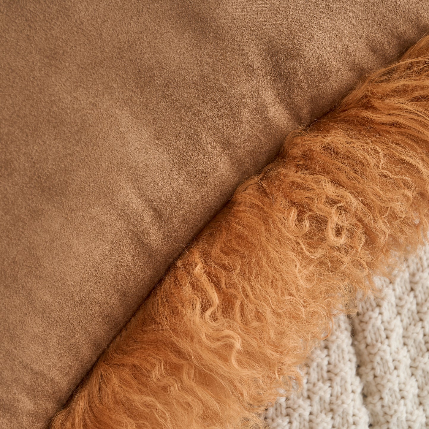 Mongolian Lamb Fur Pillow – Curcumin Yellow | Soft Luxury Throw Pillow | Multiple Sizes Available