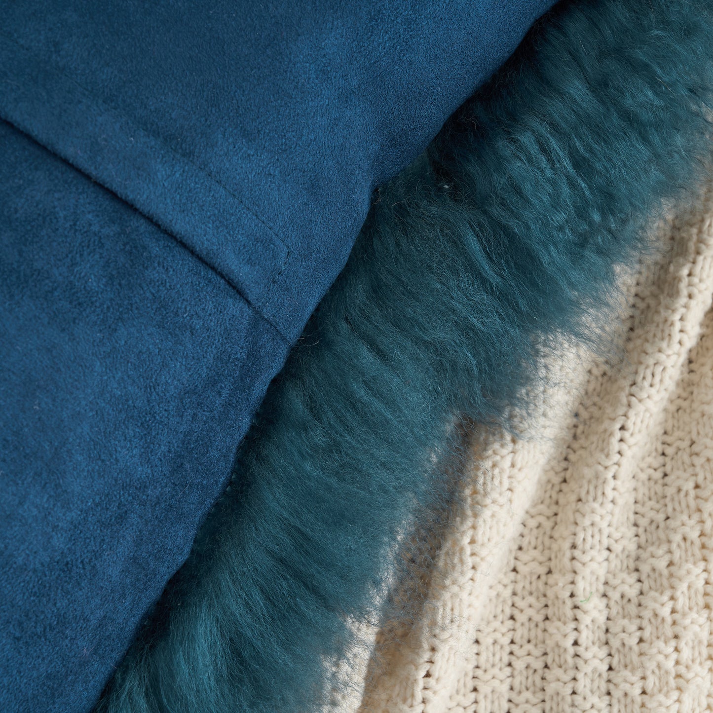 Tibetan/Mongolian Lamb Fur Pillow Cover Ink Blue