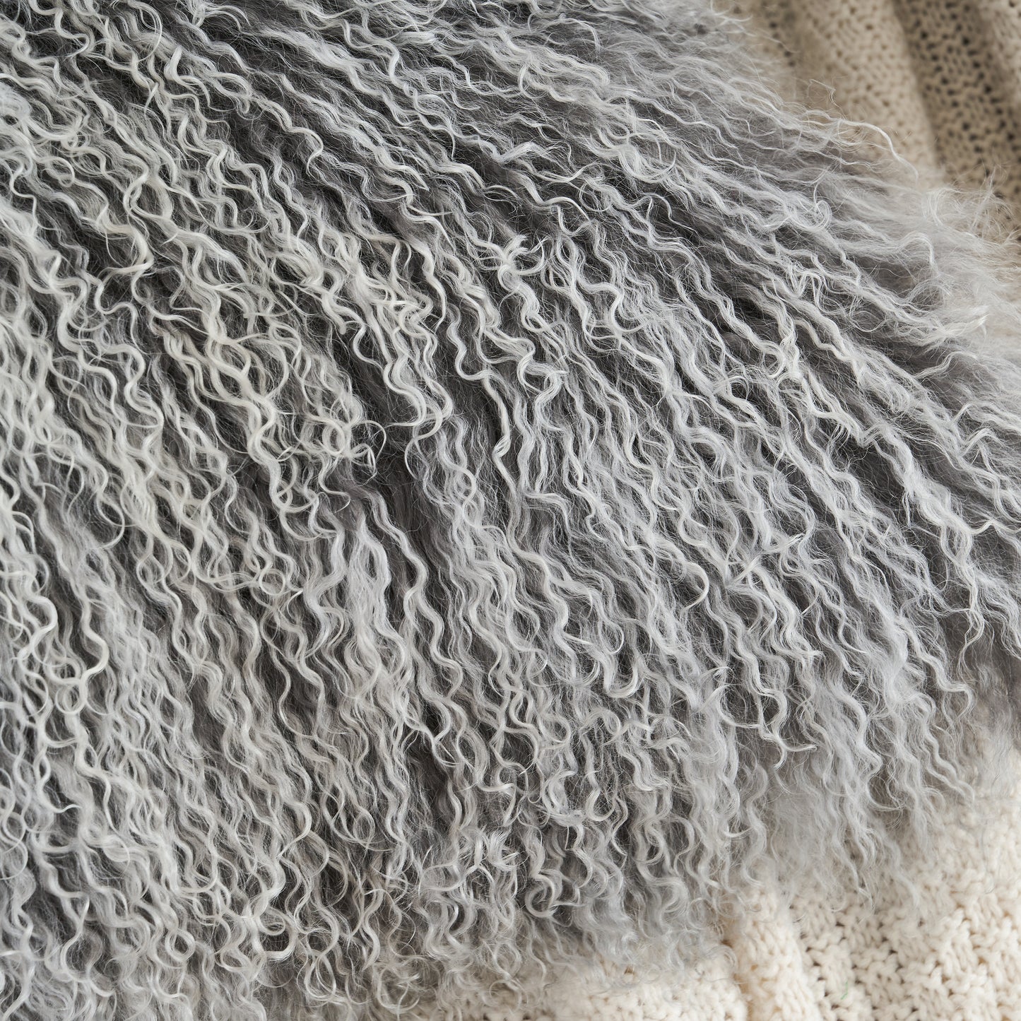 Mongolian Lamb Fur Pillow – Frosted Grey | Soft Luxury Throw Pillow | Multiple Sizes Available