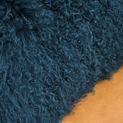 Tibetan/Mongolian Lamb Fur Pillow Cover Ink Blue