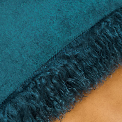 Tibetan/Mongolian Lamb Fur Pillow Cover Ink Blue